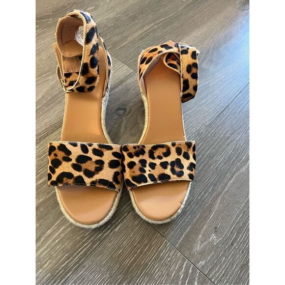J. Crew Espadrille Léopard Wedge Sandals Size 9.5 NEW - Picture 1 of 5